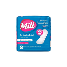 MILI ABSORVENTE SEM ABAS PROTECAO TOTAL X8 UNIDADES MILI ABSORVENTE SEM ABAS PROTECAO TOTAL X8 UNIDADES