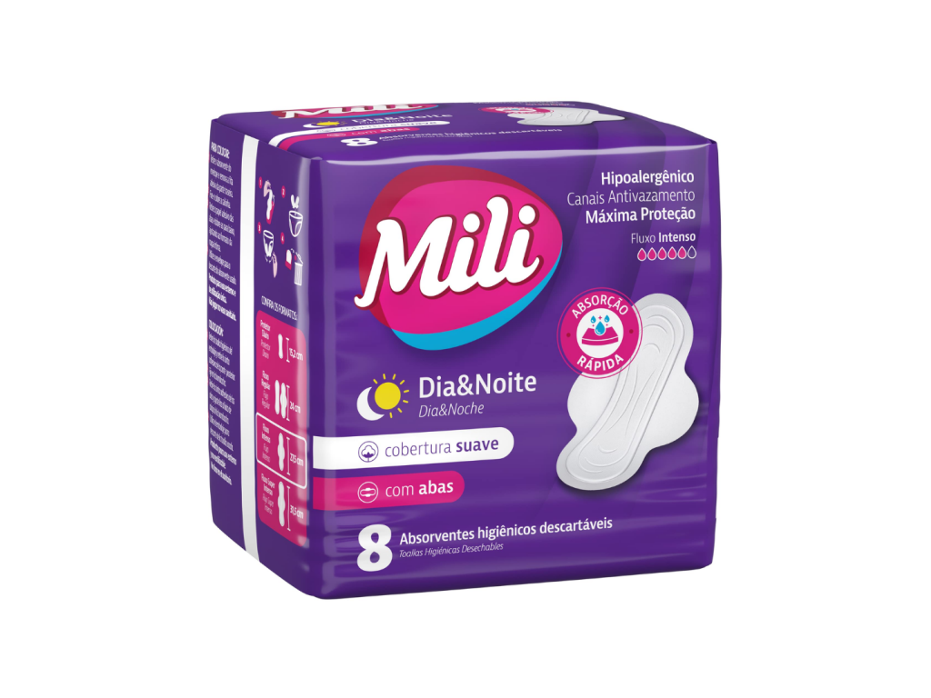 MILI ABSORVENTE COM ABAS DIA & NOITE X8 UNIDADES MILI ABSORVENTE COM ABAS DIA & NOITE X8 UNIDADES