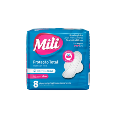 MILI ABSORVENTE COM ABAS PROTECAO TOTAL X8 UNIDADES MILI ABSORVENTE COM ABAS PROTECAO TOTAL X8 UNIDADES