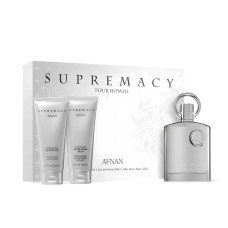 PERFUME AFNAN KIT SUPREMACY SILVER EDP 100ML + SHOWER GEL 100ML + AFTER SHAVE 100ML - MASCULINO