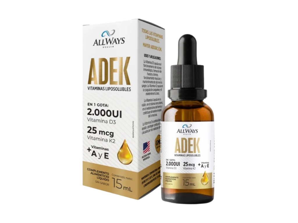 ALLWAYS HEALTH ADEK VITAMINAS LIPOSSOLUVEIS D3 + K2 - 15ML ALLWAYS HEALTH ADEK VITAMINAS LIPOSSOLUVEIS D3 + K2 - 15ML