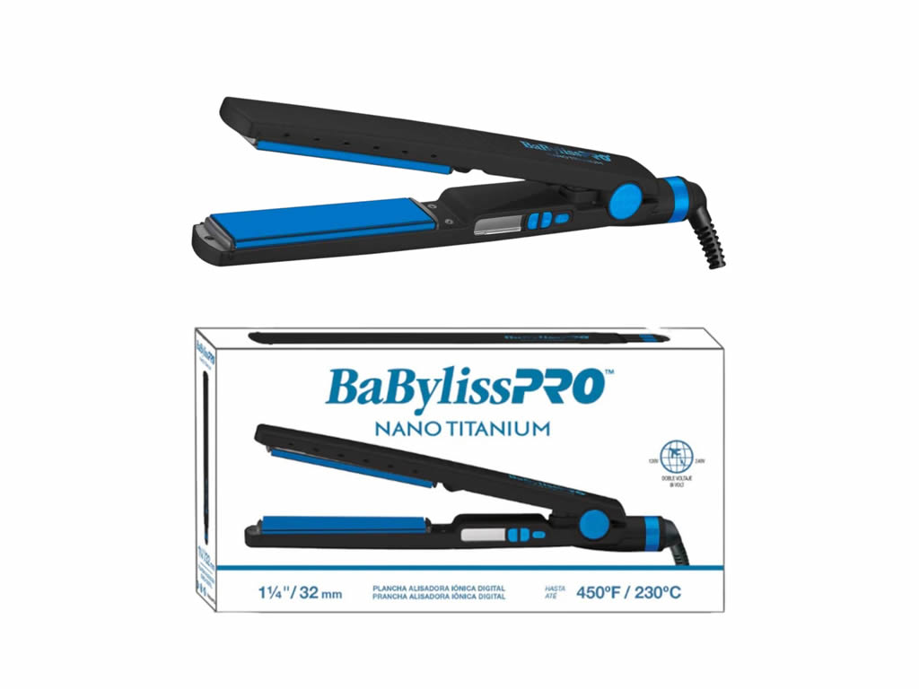 BABYLISS PRO NANO TITANIUM PRANCHA IONICA DIGITAL 32MM BLACK & BLUE BIVOLT BABYLISS PRO NANO TITANIUM PRANCHA IONICA DIGITAL 32MM BLACK & BLUE BIVOLT
