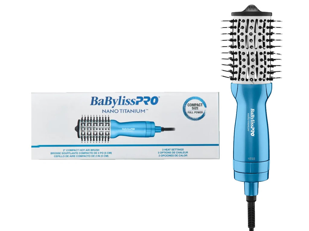 BABYLISS PRO ESCOVA NANO TITANIUM COMPACT HOT AIR BRUSH 2'' - 220V - AZUL BABYLISS PRO ESCOVA NANO TITANIUM COMPACT HOT AIR BRUSH 2'' - 220V - AZUL