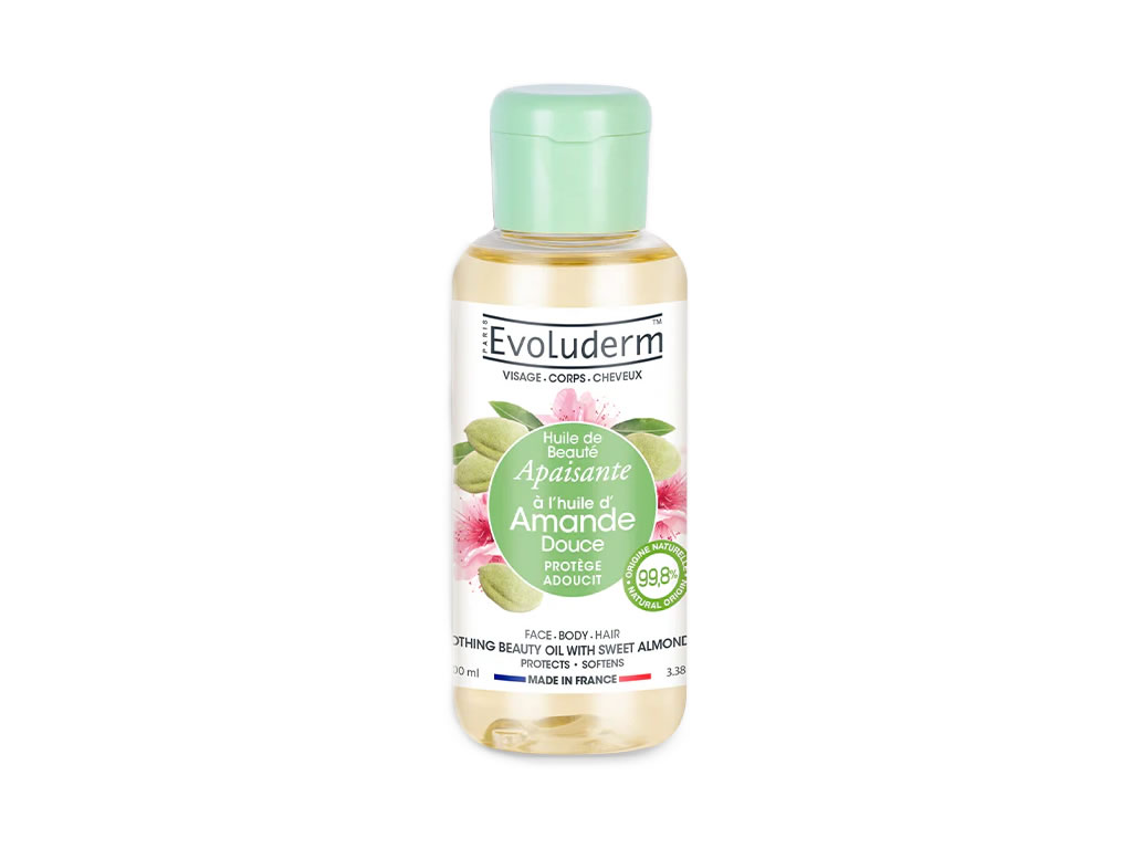 EVOLUDERM FACE BODY HAIR OIL AMANDE - 100ML EVOLUDERM FACE BODY HAIR OIL AMANDE - 100ML