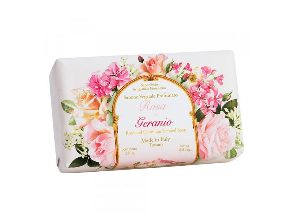SABONETE PERFUMADO FIORENTINO ROSA E GERANIO - 250G SABONETE PERFUMADO FIORENTINO ROSA E GERANIO - 250G