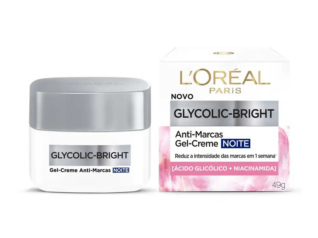 CREME GEL LOREAL PARIS GLYCOLIC BRIGHT NOITE ANTI MANCHAS - 50ML CREME GEL LOREAL PARIS GLYCOLIC BRIGHT NOITE ANTI MANCHAS - 50ML