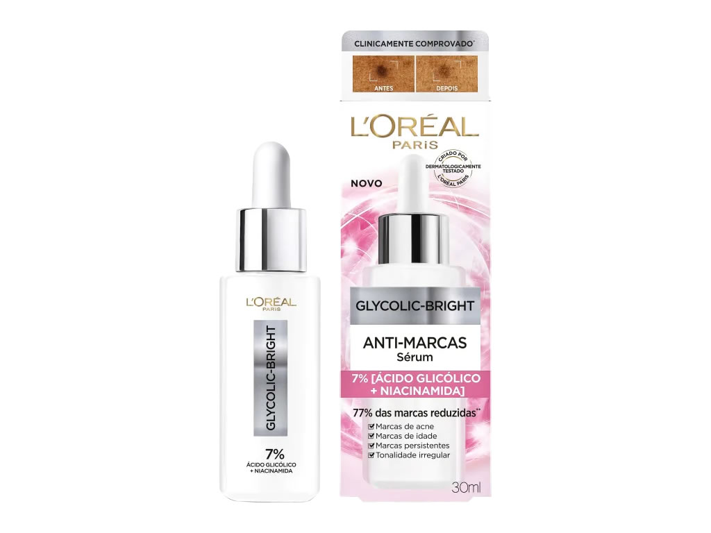 LOREAL PARIS GLYCOLIC BRIGHT SERUM ANTI MANCHAS - 30ML LOREAL PARIS GLYCOLIC BRIGHT SERUM ANTI MANCHAS - 30ML
