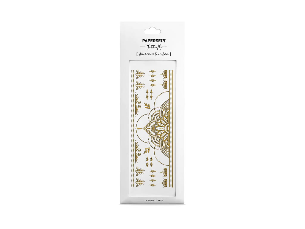 TATUAGEM TEMPORARIA PAPERSELF HENNA GOLD TEMPORAY TATTOO - 2.5''X7' TATUAGEM TEMPORARIA PAPERSELF HENNA GOLD TEMPORAY TATTOO - 2.5''X7'