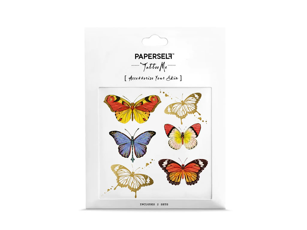 TATUAGEM TEMPORARIA PAPERSELF BUTTERFLIES TEMPORARY TATTOO - 4''X4'' TATUAGEM TEMPORARIA PAPERSELF BUTTERFLIES TEMPORARY TATTOO - 4''X4''