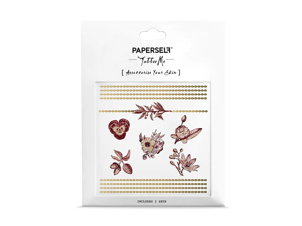 TATUAGEM TEMPORARIA PAPERSELF BURGUNDY GARDEN CHAIN BRACELET - 4x4" TATUAGEM TEMPORARIA PAPERSELF BURGUNDY GARDEN CHAIN BRACELET - 4x4"