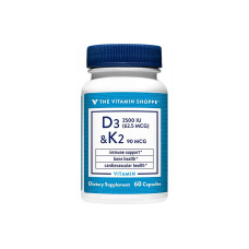 THE VITAMIN SHOPPE D3 2500IU & K2 90MCG - 60 CAPSULAS THE VITAMIN SHOPPE D3 2500IU & K2 90MCG - 60 CAPSULAS